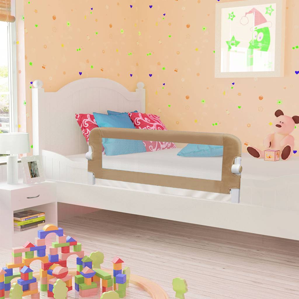 vidaXL Toddler Bed Rail 102x42 cm Polyester Taupe