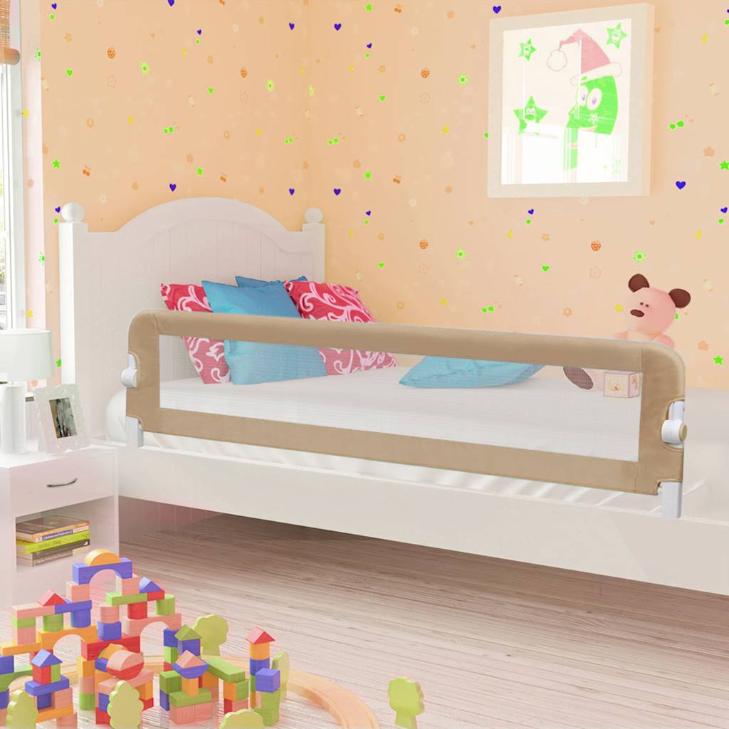 vidaXL Toddler Bed Rail 102x42 cm Polyester Taupe