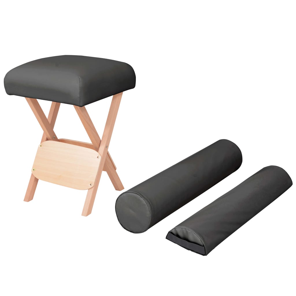 vidaXL Massage Stool with 12 cm Thick Seat and 2 Bolsters Foldable White