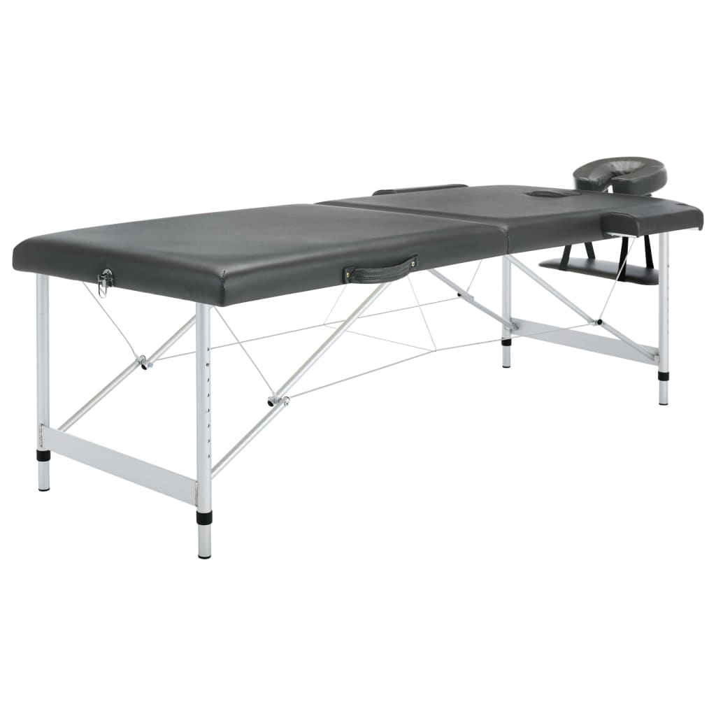 vidaXL 2-Zone Foldable Massage Table Aluminium Frame Cream White