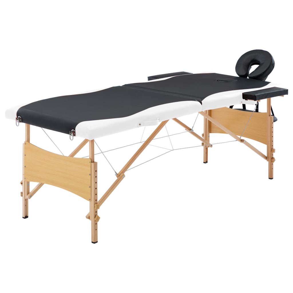 vidaXL Foldable 2-Zone Wooden Massage Table Pink