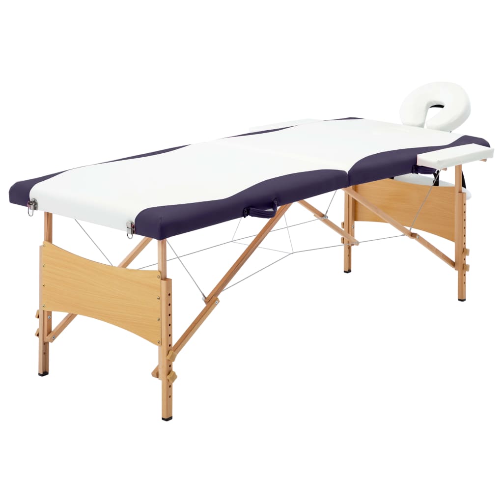 vidaXL Foldable 2-Zone Wooden Massage Table Pink