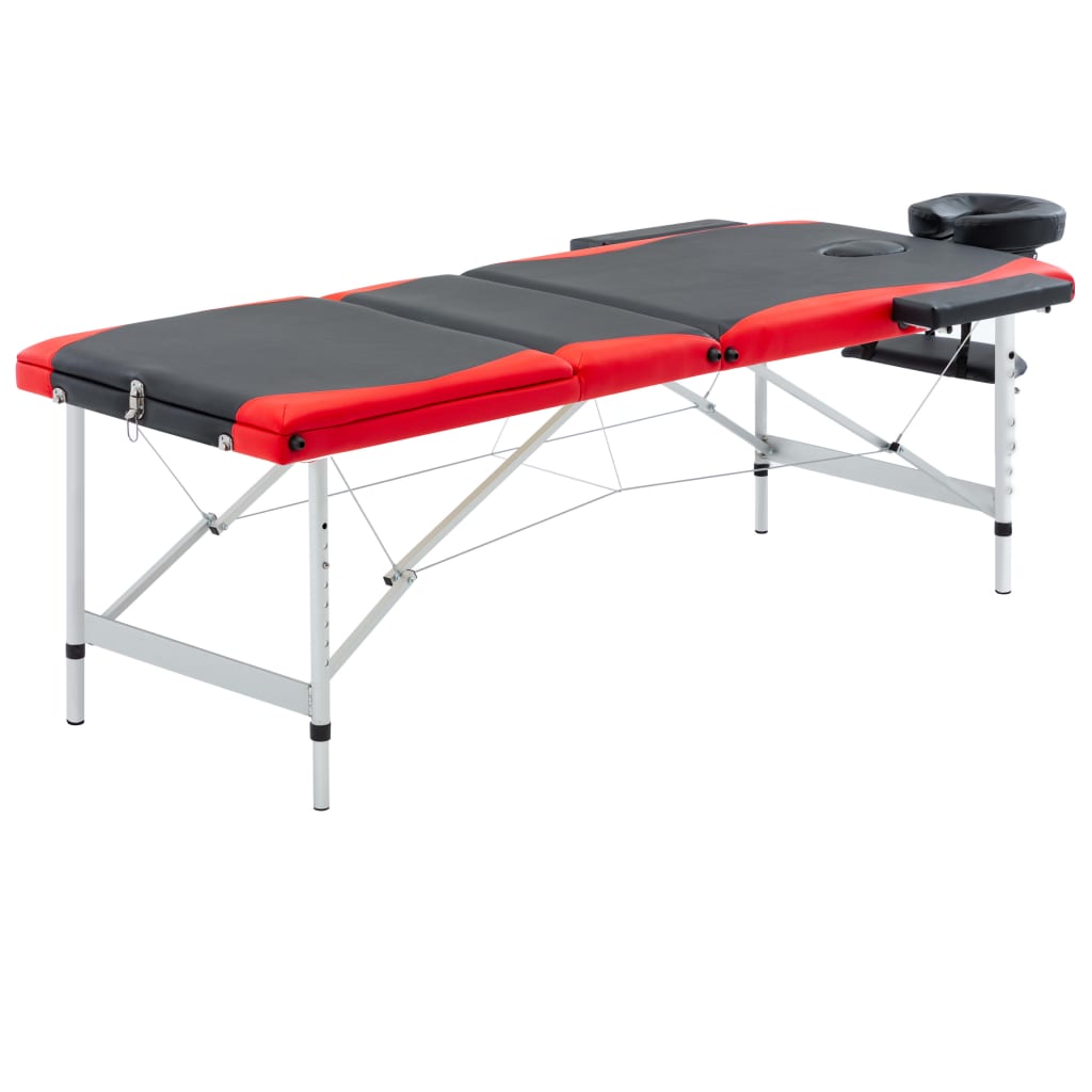 vidaXL Foldable Massage Table 3 Zones Aluminum Pink