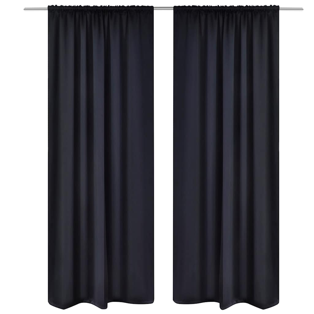 vidaXL Slot Top Curtains 135 x 245 cm Black 2 pcs