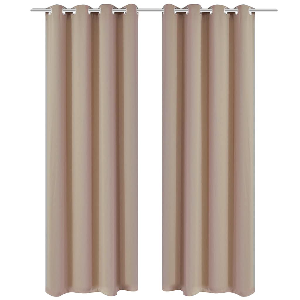 vidaXL Gordijnen met metalen ringen verduisterend 135x175 crème 2 st