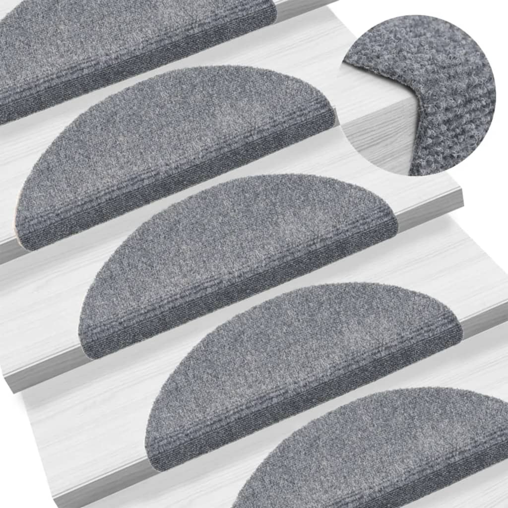 vidaXL Self-Adhesive Stair Mats 15 pcs 56x17x3 cm Light Brown Half Round