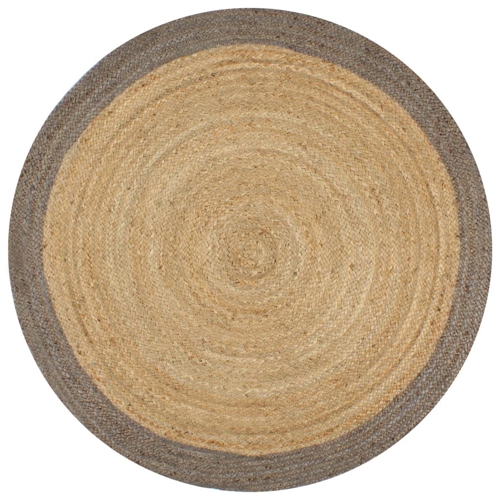 vidaXL Hand-Braided Rug with Grey Border 90 cm Jute