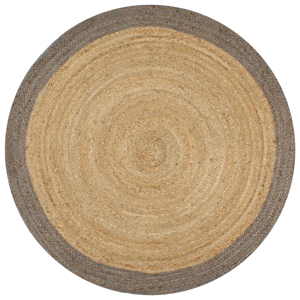 vidaXL Hand-Braided Rug with Grey Border 90 cm Jute