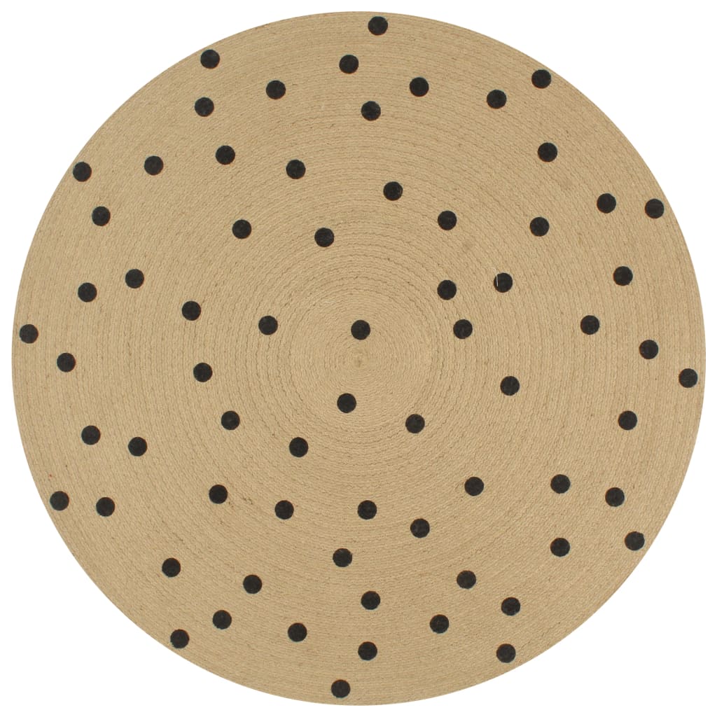 vidaXL Hand-Braided Polka Dot Jute Rug 90 cm