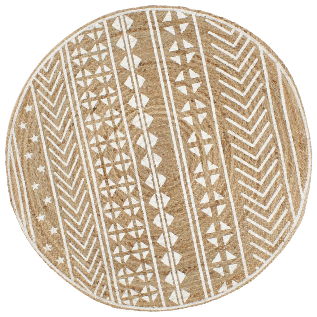vidaXL Hand-Braided Polka Dot Jute Rug 90 cm