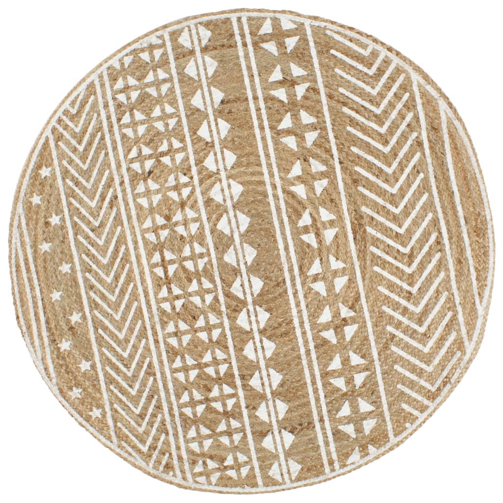 vidaXL Hand-Braided Polka Dot Jute Rug 90 cm