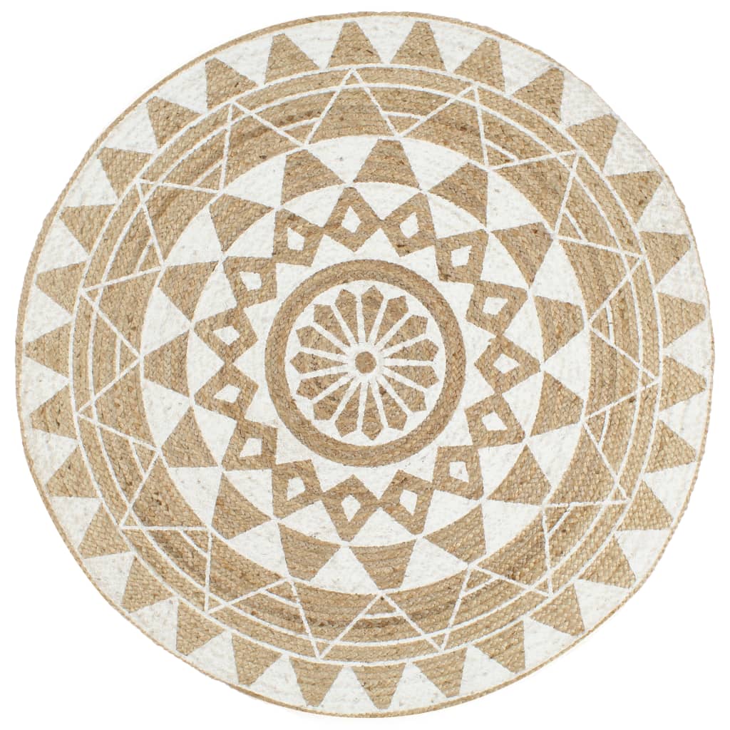 vidaXL Hand-Braided Polka Dot Jute Rug 90 cm
