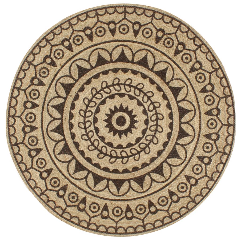 vidaXL Hand-Braided Polka Dot Jute Rug 90 cm