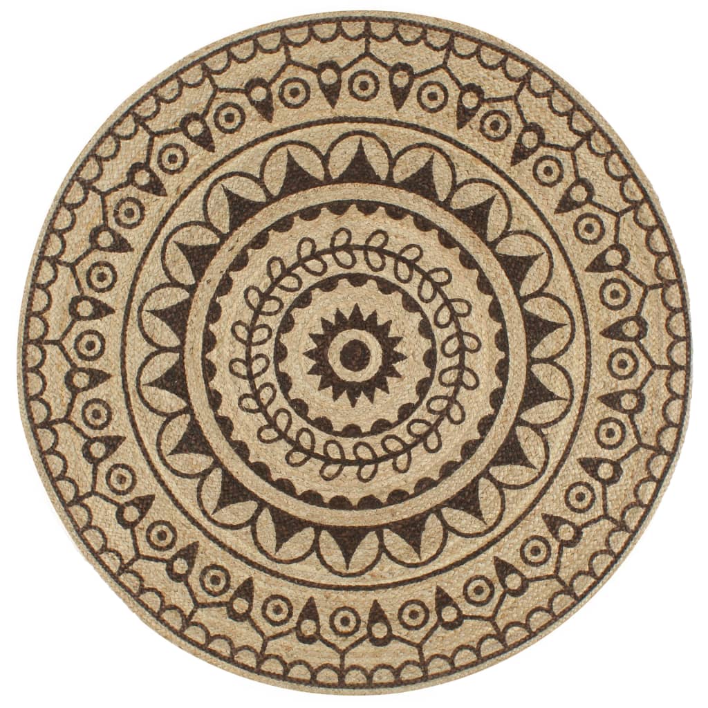 vidaXL Hand-Braided Polka Dot Jute Rug 90 cm