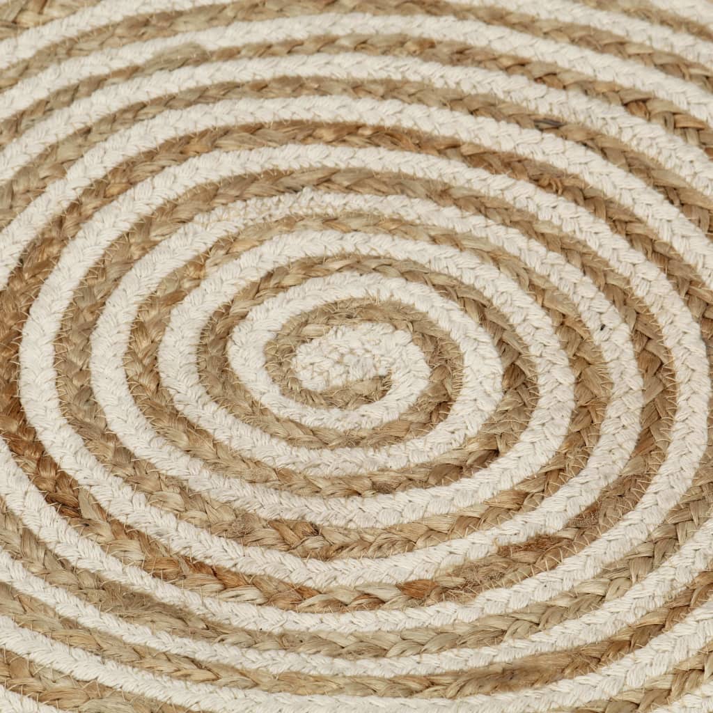 vidaXL Hand-Braided Rug with Spiral Design 90 cm Jute White