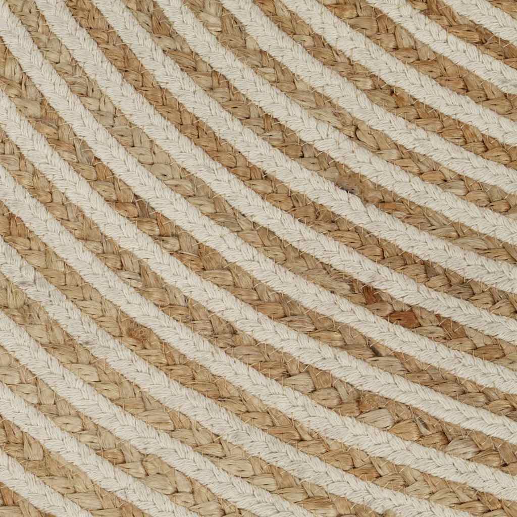 vidaXL Hand-Braided Rug with Spiral Design 90 cm Jute White
