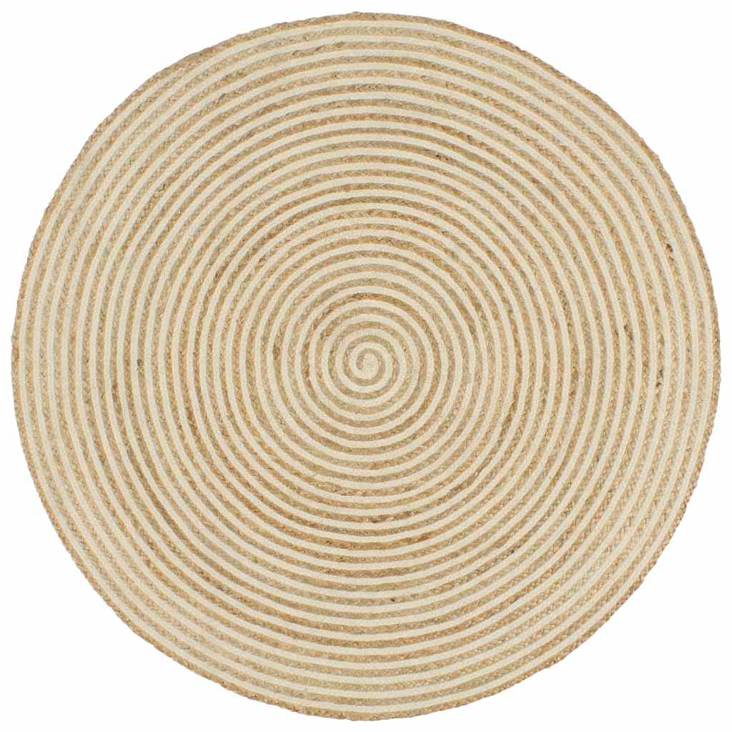 vidaXL Hand-Braided Rug with Spiral Design 90 cm Jute White
