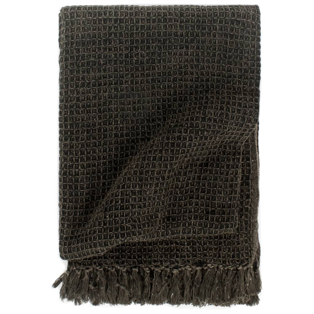 vidaXL Plaid 125x150 cm cotton anthracite and brown