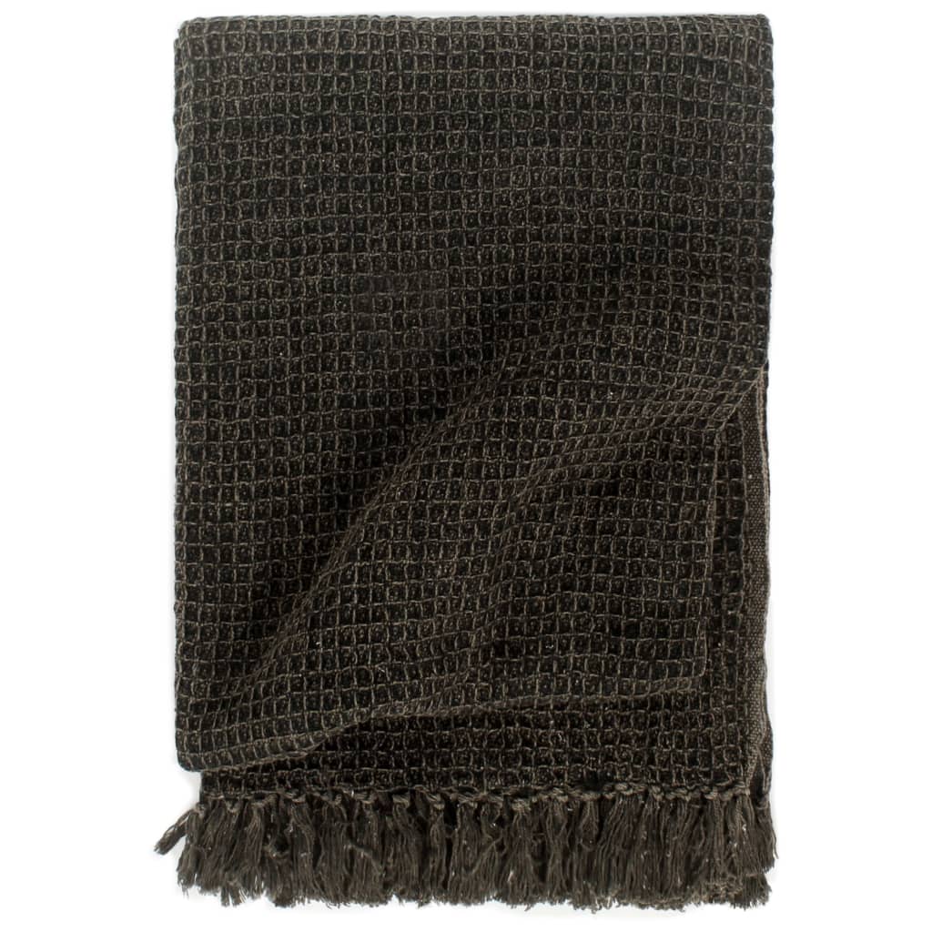 vidaXL Plaid 125x150 cm cotton anthracite and brown