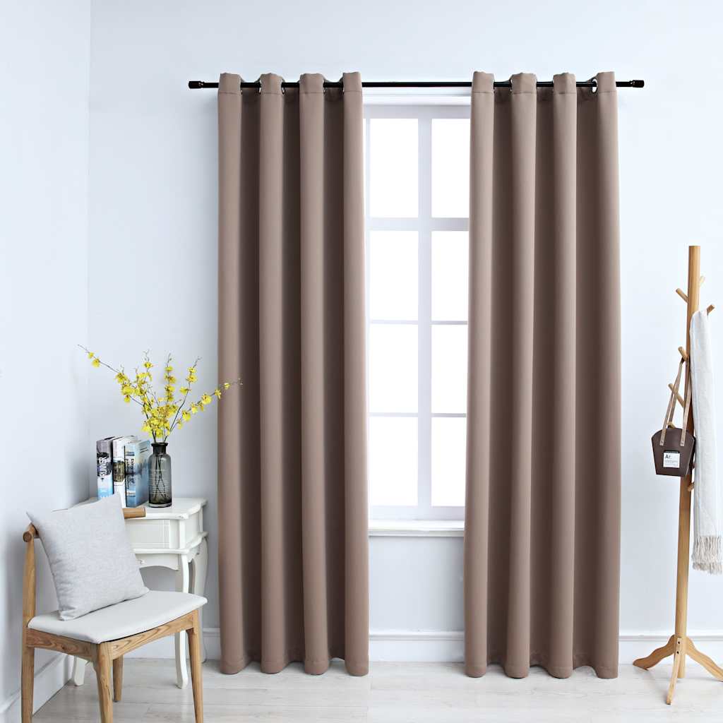 vidaXL Blackout Curtains with Metal Rings 2 pcs 140x175 cm Black