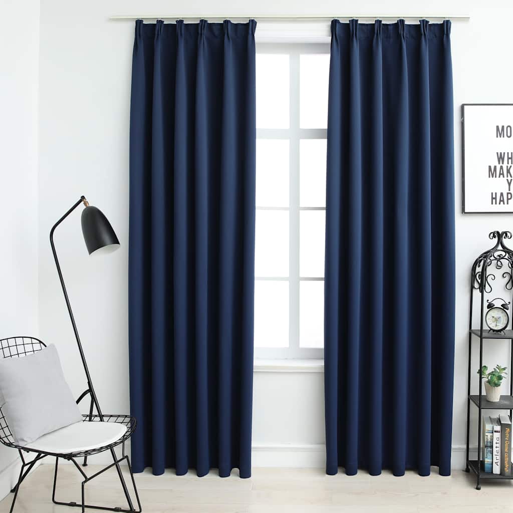 vidaXL Gordijnen verduisterend met haken 2 st 140x175 cm zwart