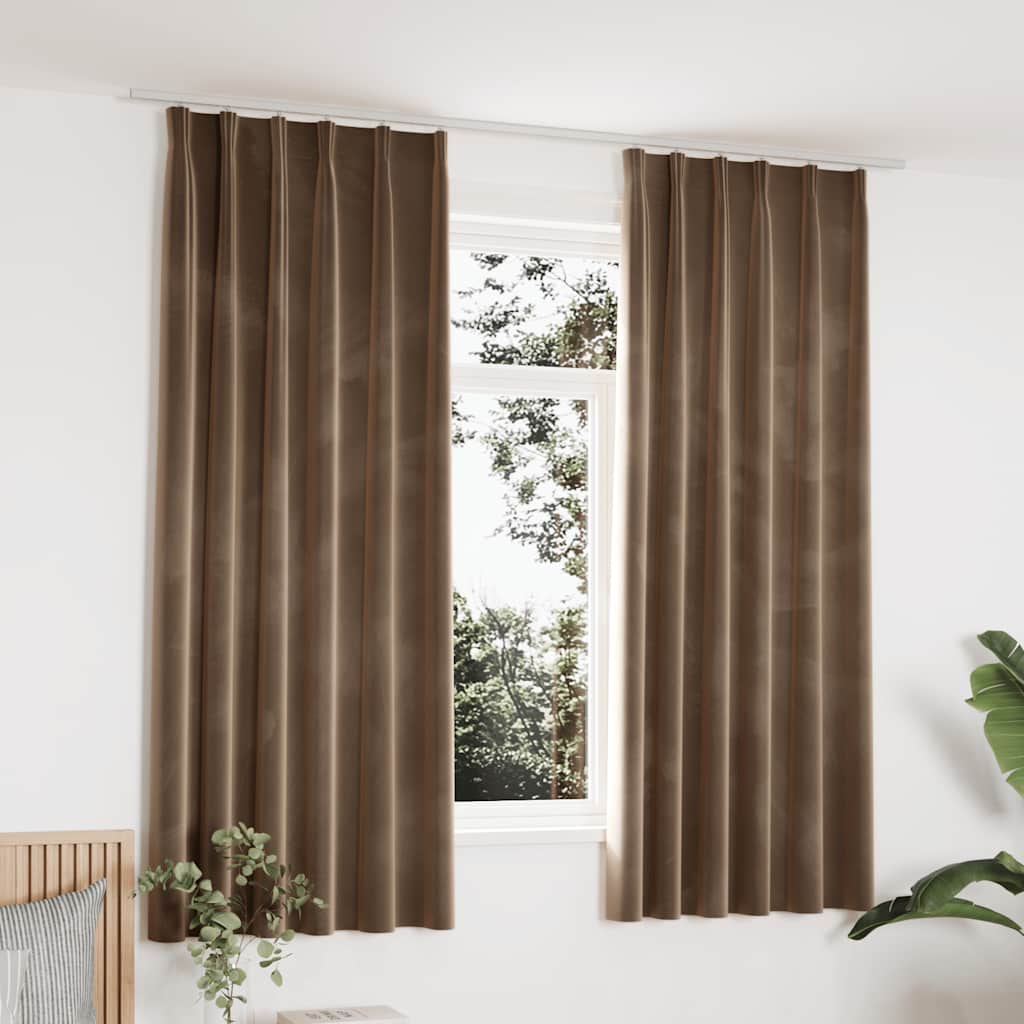 vidaXL Blackout Curtains 2 pcs with Hooks 140x175 cm Velvet Black