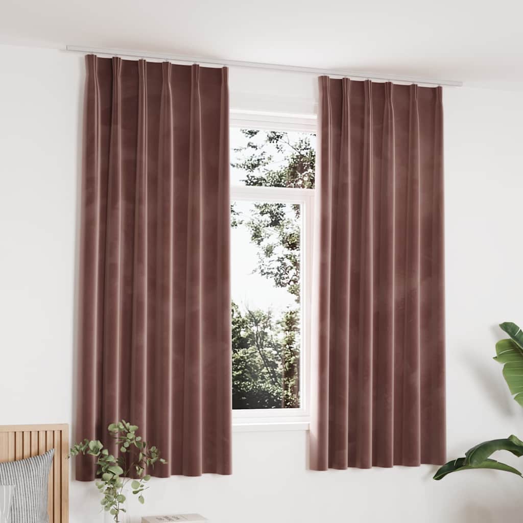 vidaXL Blackout Curtains 2 pcs with Hooks 140x175 cm Velvet Black