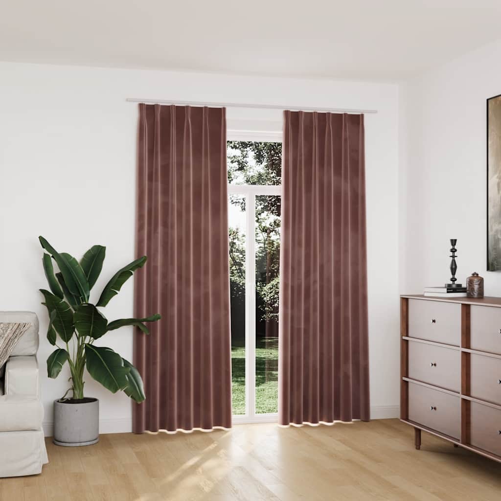 vidaXL Blackout Curtains 2 pcs with Hooks 140x175 cm Velvet Black