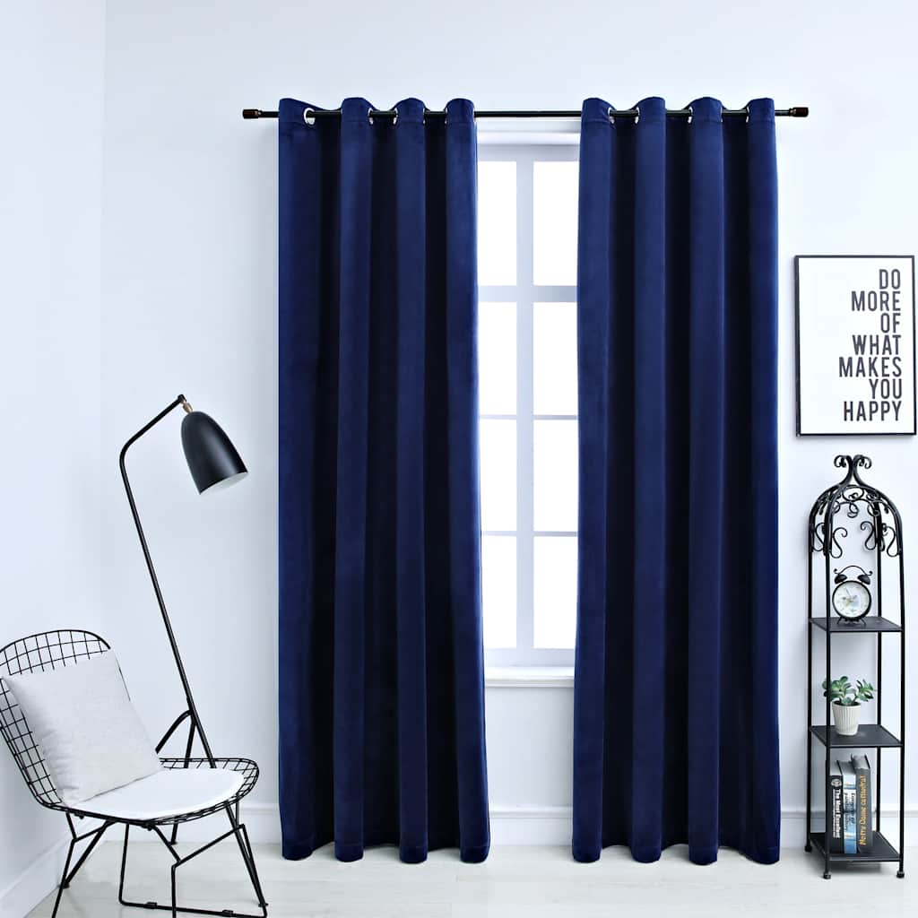 vidaXL Gordijn verduisterend met ringen 2 st 140x175 cm fluweel zwart