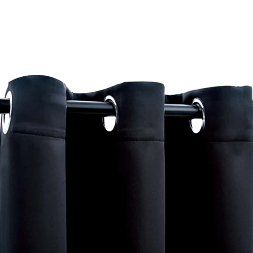 vidaXL Verduisteringsgordijnen met ringen 2 stuks zwart 97x213 cm stof