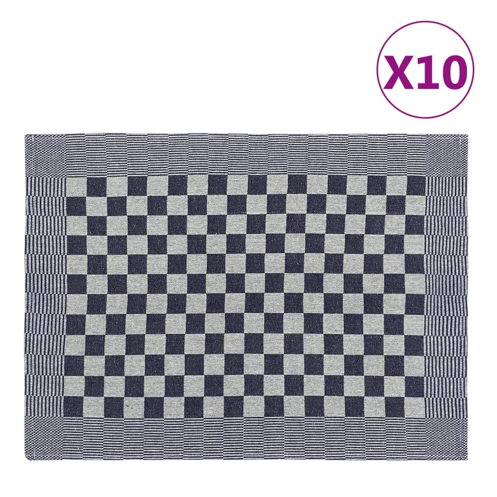 vidaXL Keukendoeken 10 st 50x70 cm katoen blauw en wit