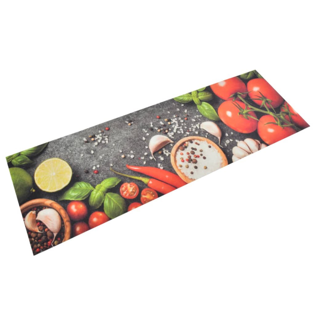 vidaXL Keukenmat wasbaar groenteprint 45x150 cm fluweel