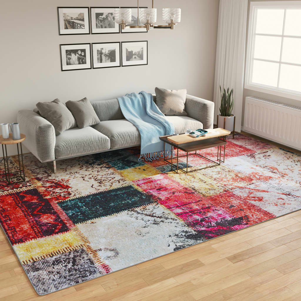 vidaXL Vloerkleed wasbaar anti-slip 80x150 cm meerkleurig