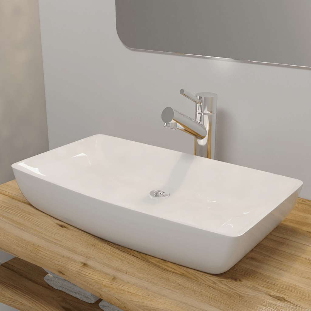 Luxe keramische rechthoekige wasbak 71 x 39 cm (wit)