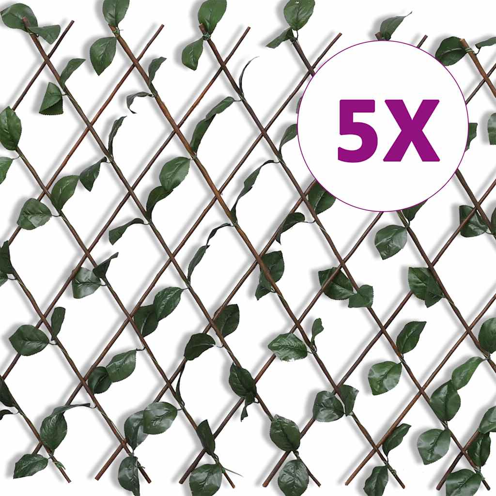 vidaXL Garden Trellis 5 pcs with Artificial Leaves 180x90 cm Willow
