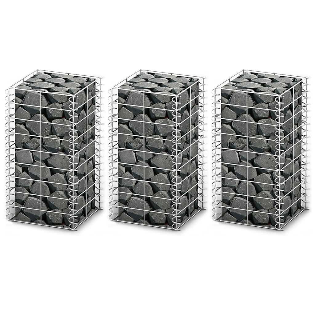 vidaXL 3-delige Schanskorfset 25x25x100 cm gegalvaniseerd draad