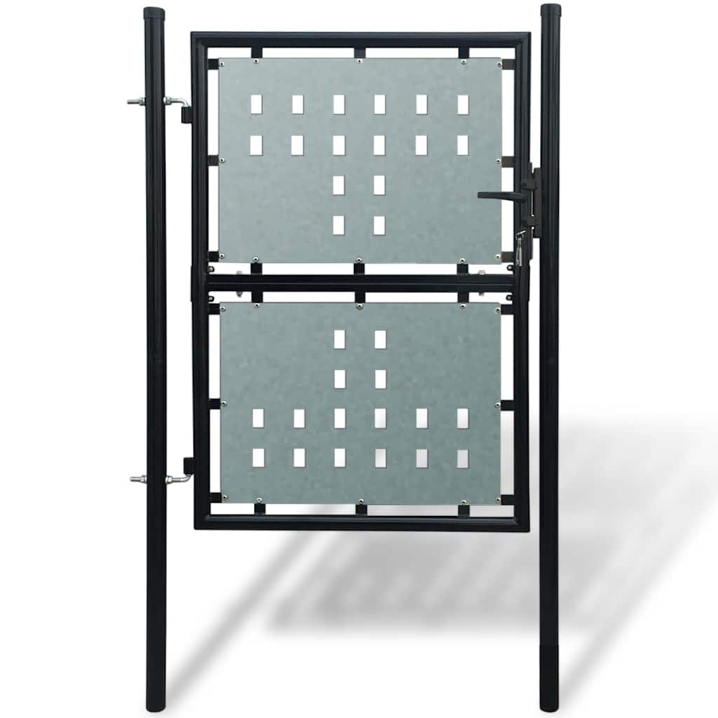 vidaXL Black Single Door Fence Gate 100x75 cm