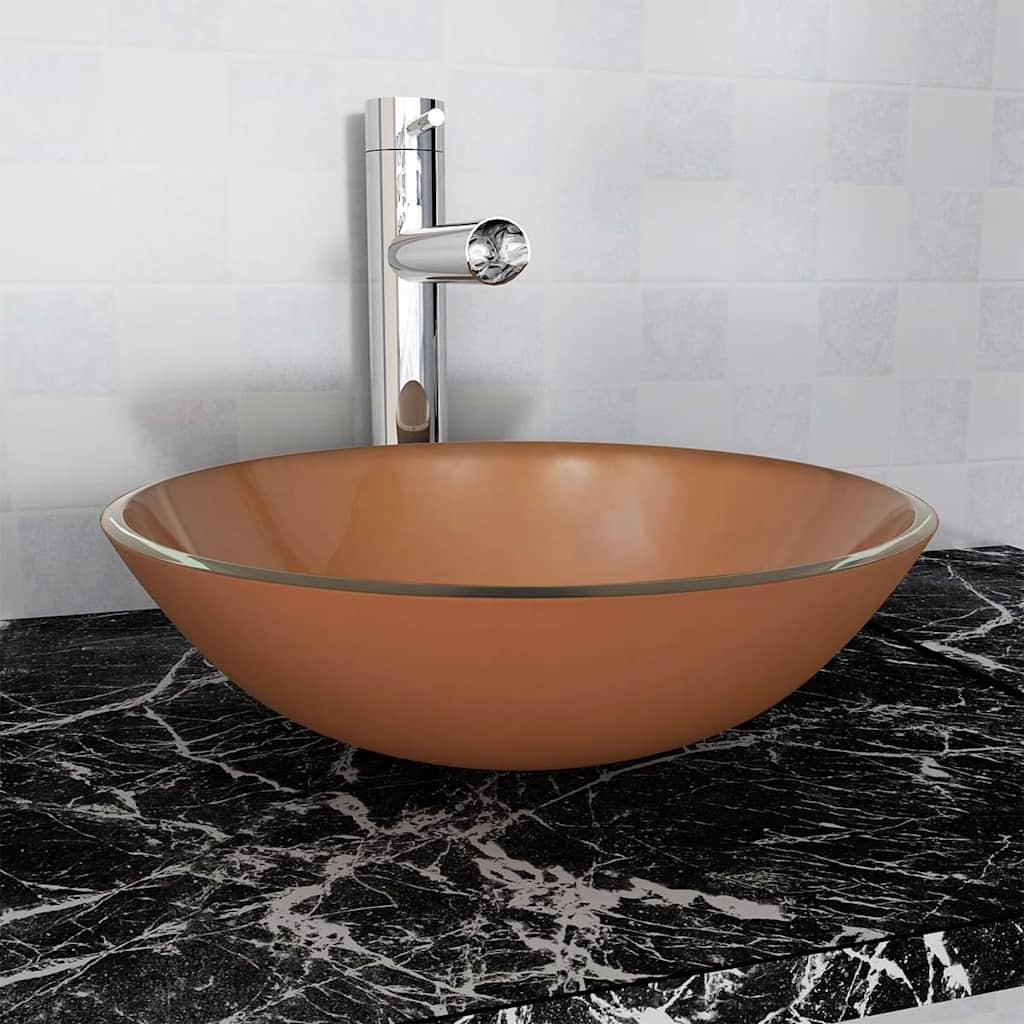 vidaXL Tempered Glass Wash Basin 42 cm Transparent