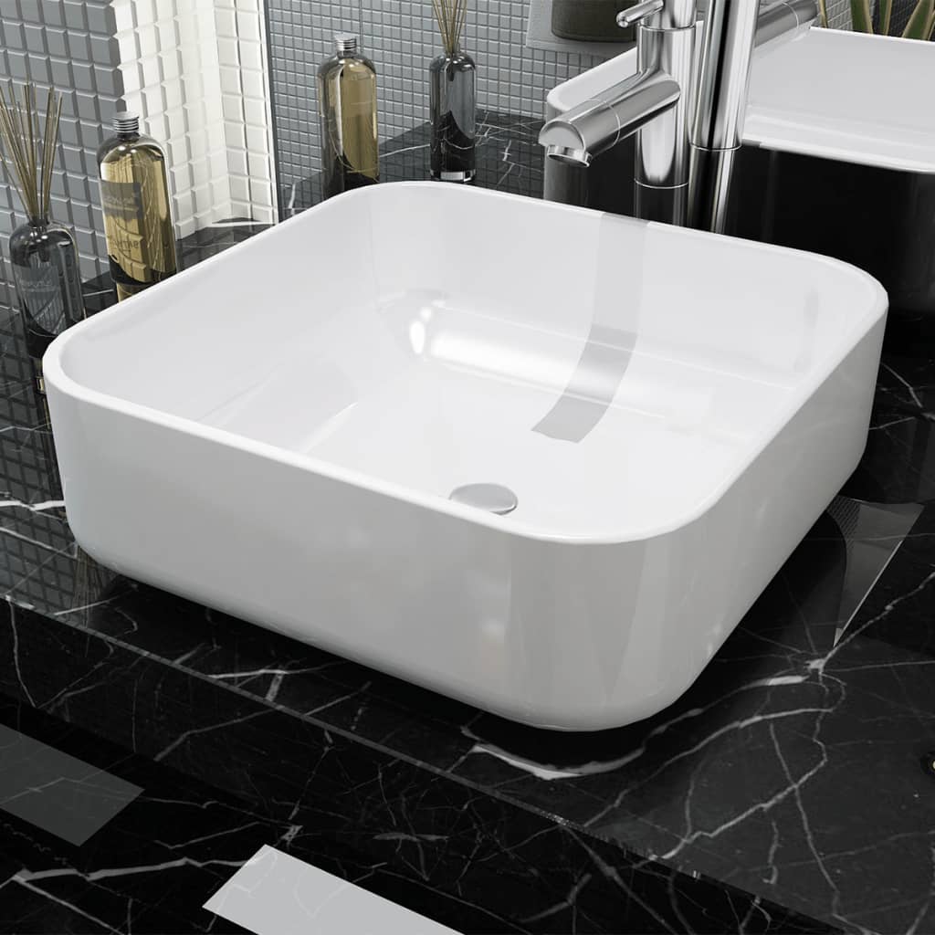 vidaXL Sink square white 39x39x13.5 cm ceramic