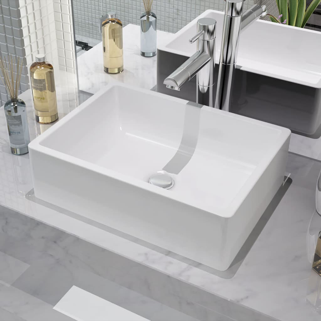 vidaXL Wash basin white 41x30x12 cm ceramic