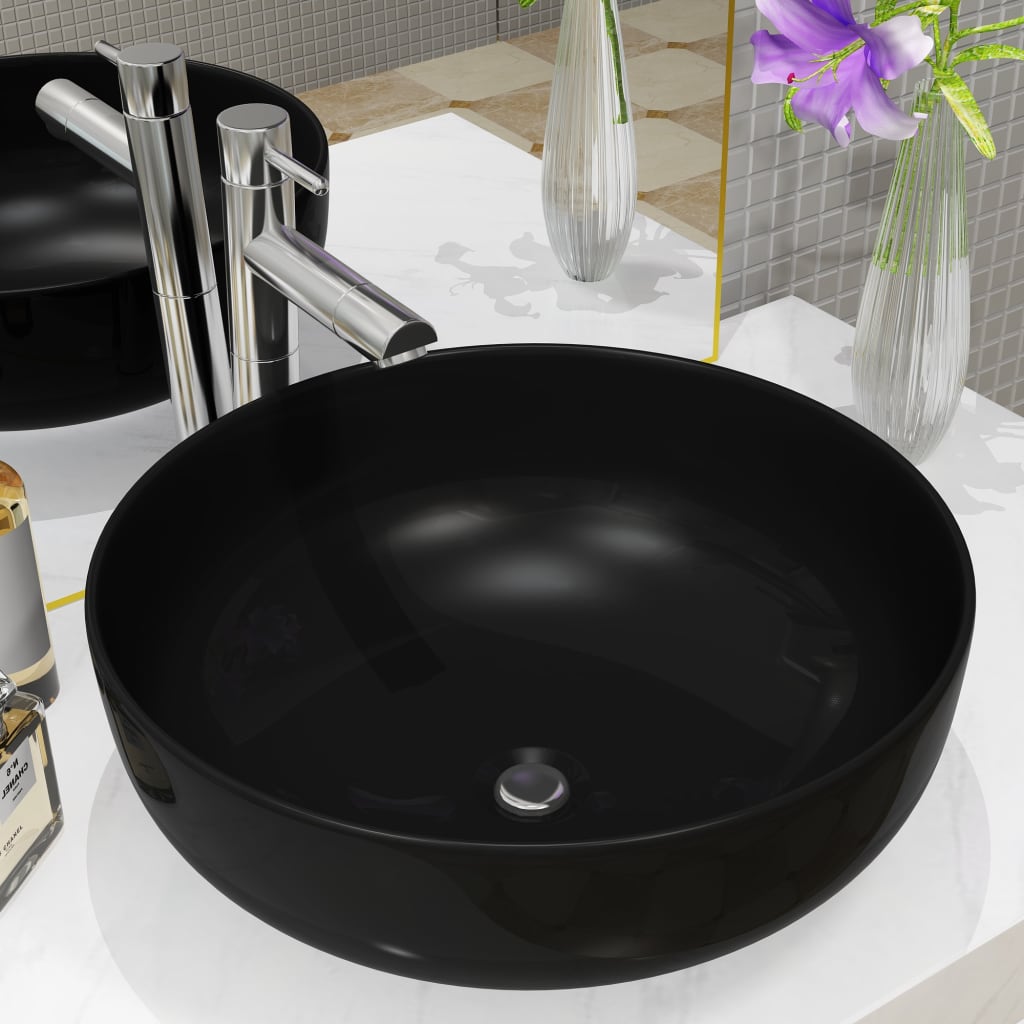 vidaXL Round Wash Basin White 41.5x13.5 cm Ceramic