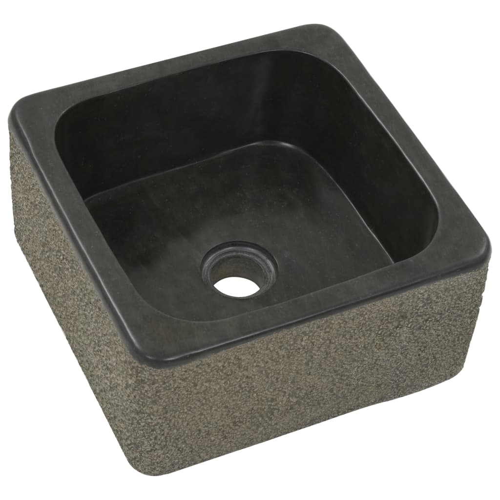 vidaXL Sink 30x30x15 cm river stone black