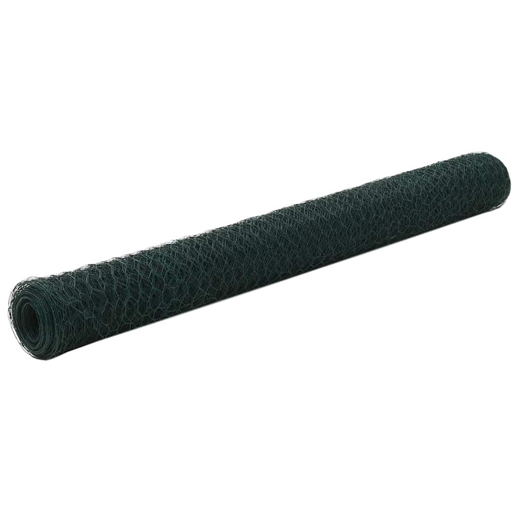 vidaXL Chicken Wire 25x0.5 m with PVC coating green