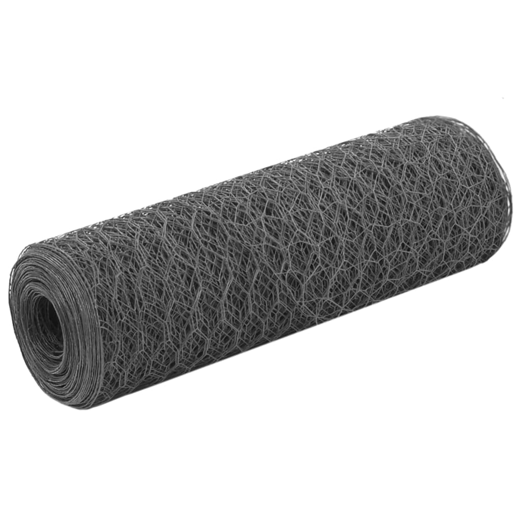vidaXL Chicken Wire 25x0.75 m Steel with PVC Coating Green