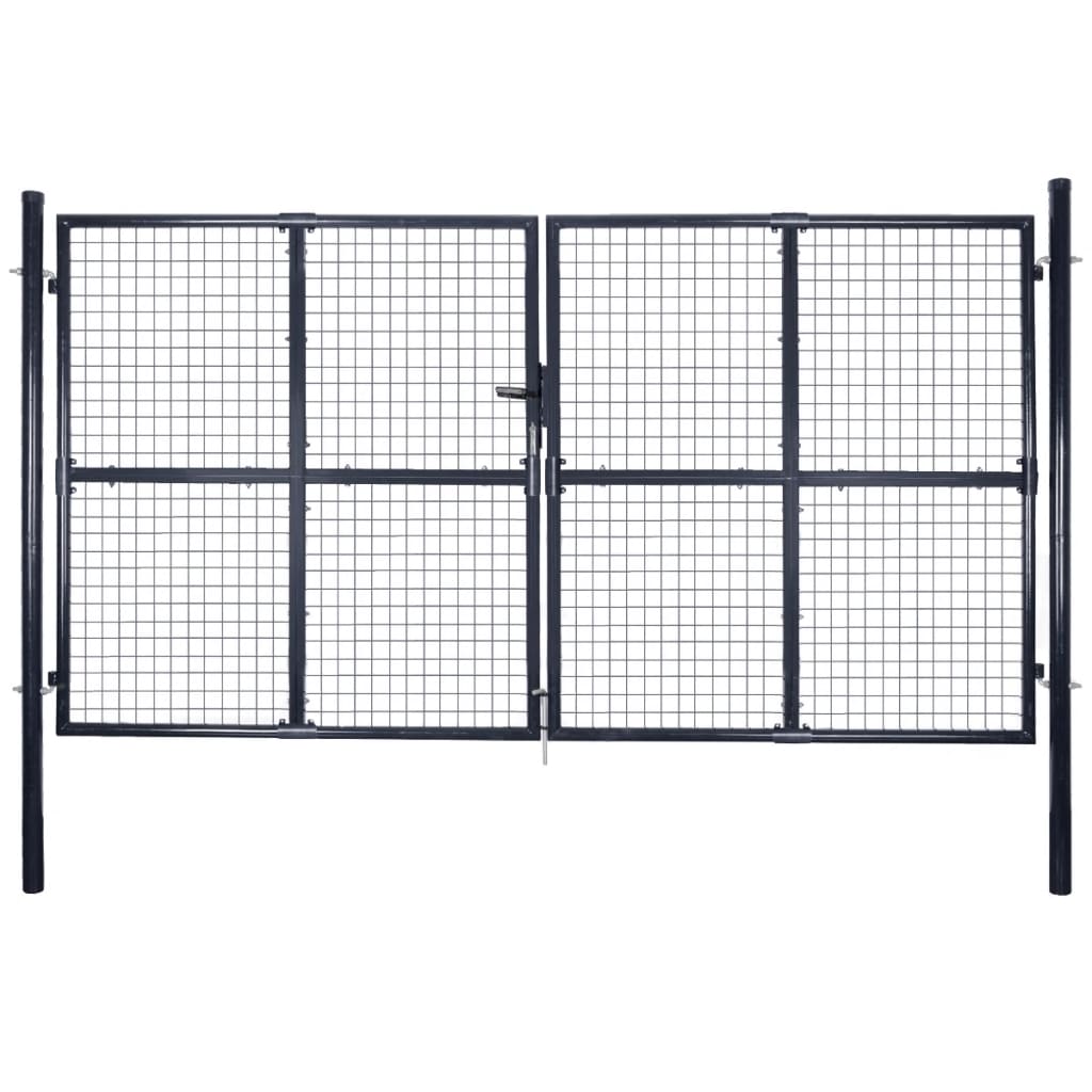vidaXL Galvanized Steel Mesh Garden Fence 300x75 cm Grey