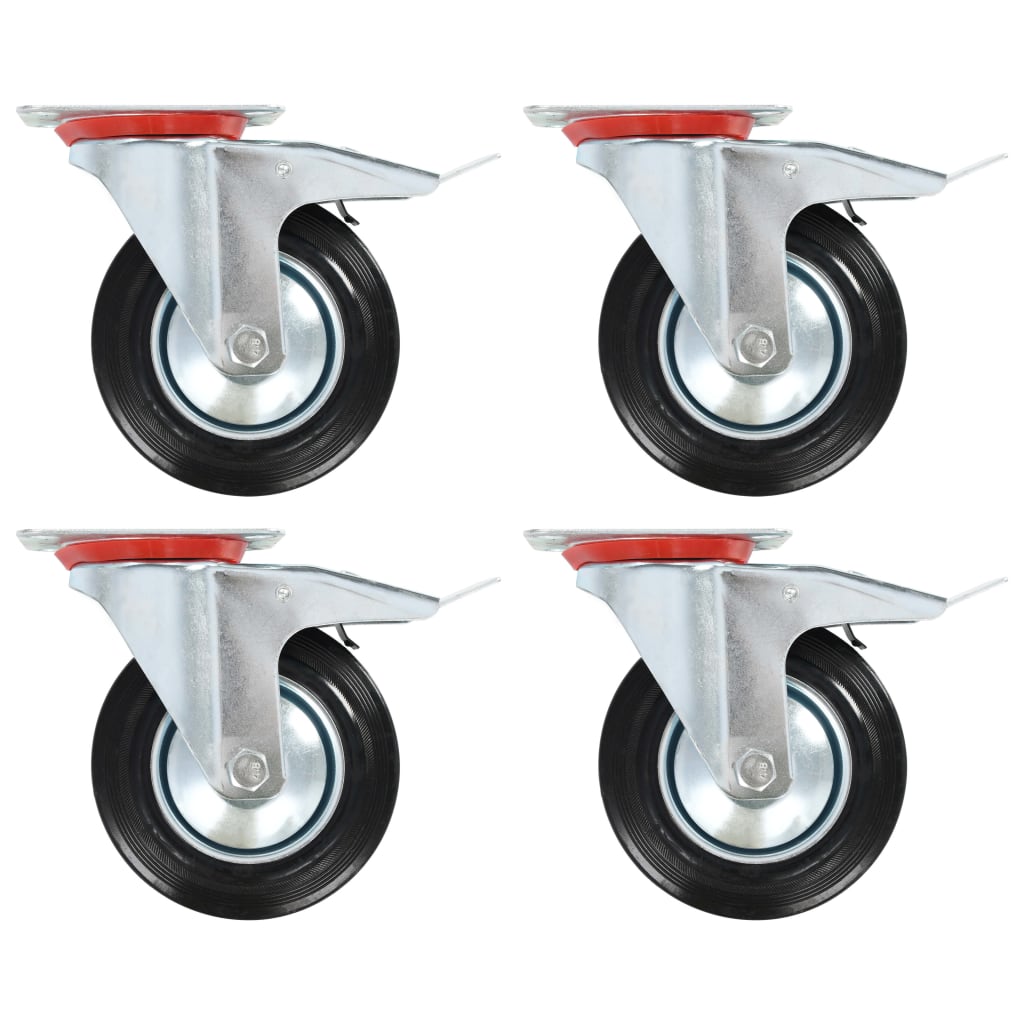 vidaXL Swivel Castors with Double Brakes 4 pcs 160 mm