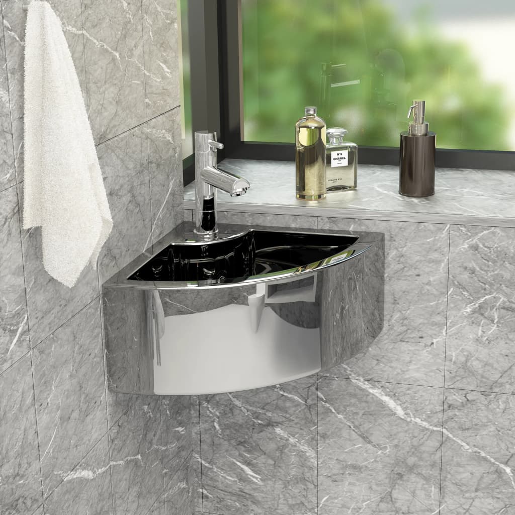vidaXL Bathroom Sink with Overflow 45x32x12.5 cm White