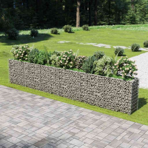 vidaXL Raised Gabion Planter 450x90x100 cm Galvanized Steel