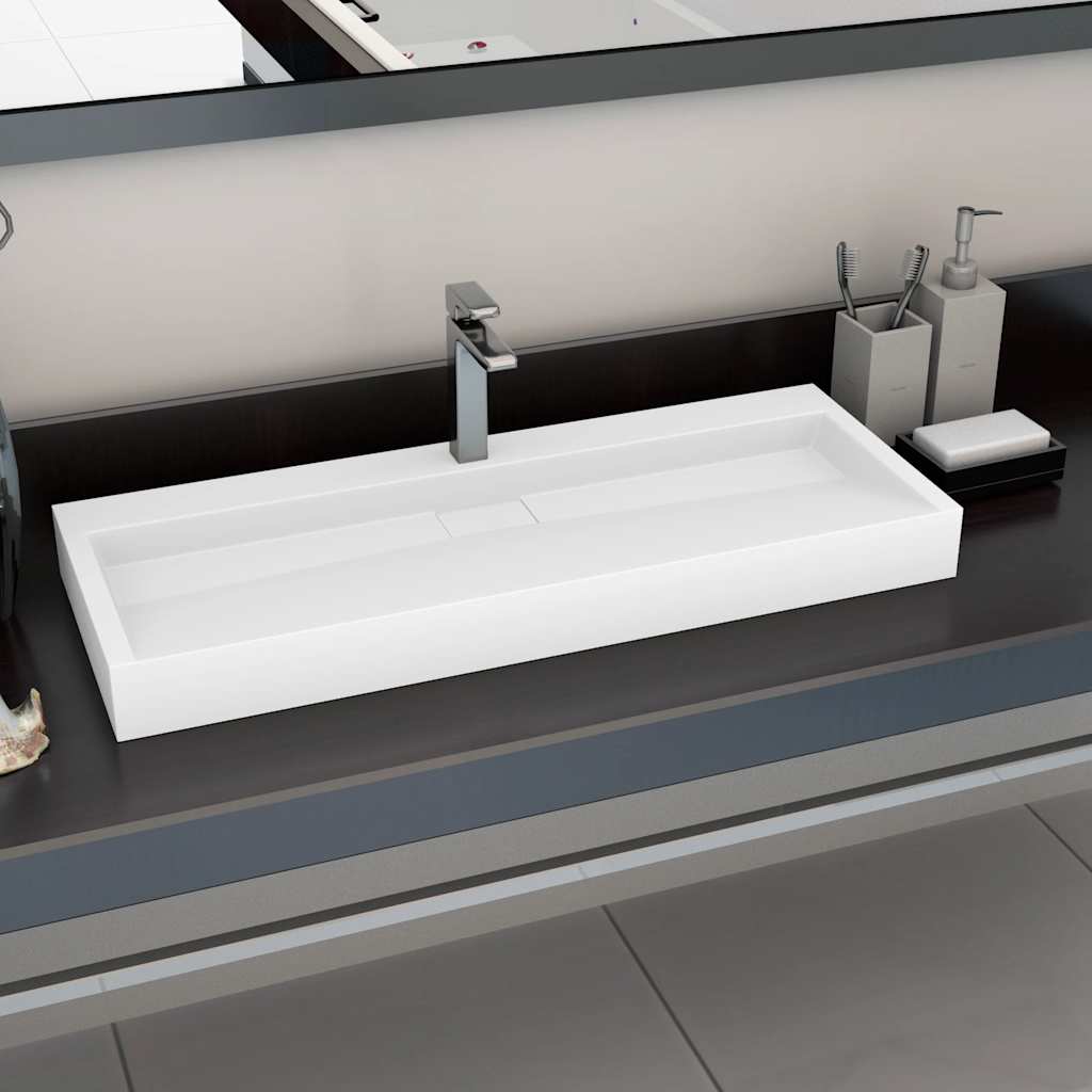 vidaXL Wastafel 50x38x13 cm mineraal gegoten/marmer gegoten wit