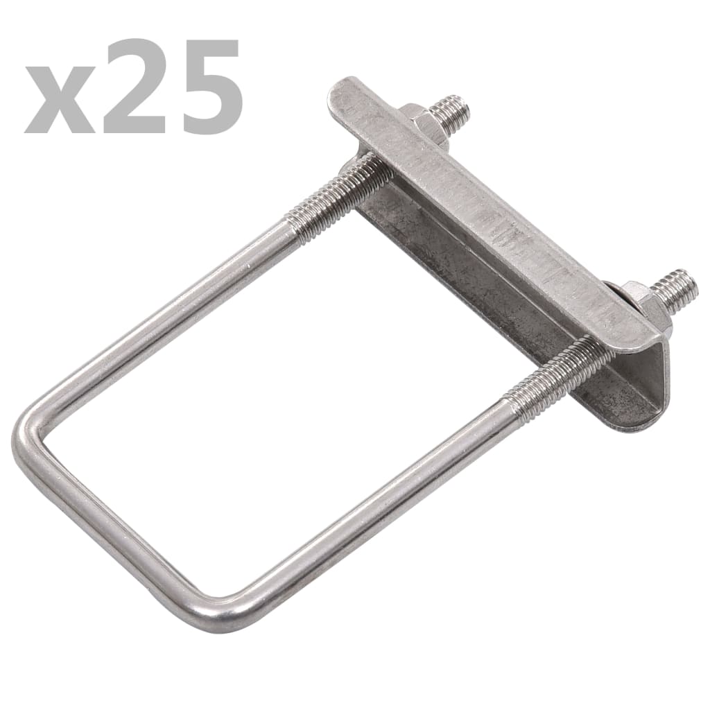 vidaXL U-verbinding met kunststof voor hekpaal 25 sets 60x40 mm